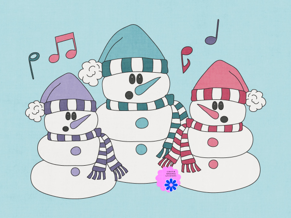 Three Snowmen On Blue - CREATIVE MEMORIES