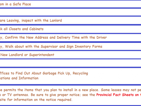FREE Moving Checklist for Canadian Residents. Page 5 of 5