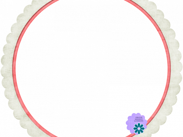I Love Frame. Round Scallop White Pink - CREATIVE MEMORIES