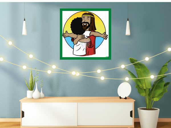 DOWNLOAD | Cartoon | Jesus Hugging Boy. A