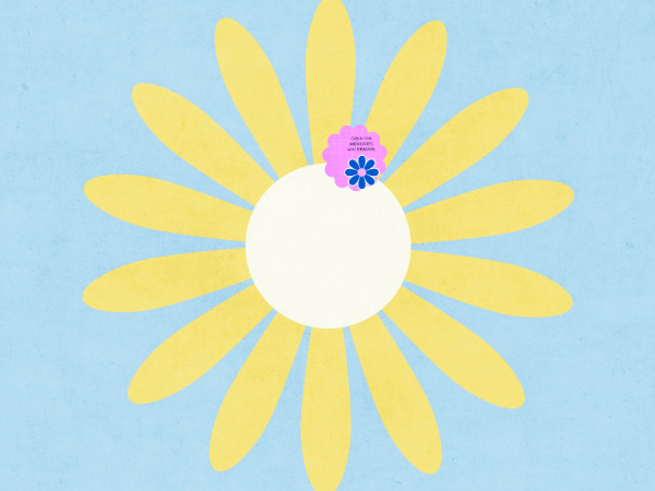 Yellow Flower On Blue Page - CREATIVE MEMORIES