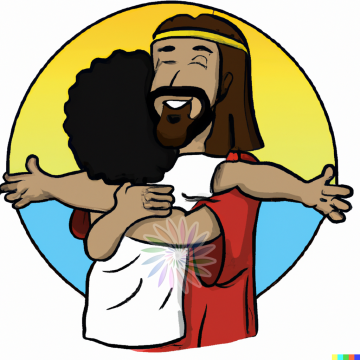 DOWNLOAD | Cartoon | Jesus Hugging Boy. A