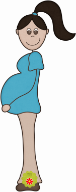 Pregnant Mom. White Blue