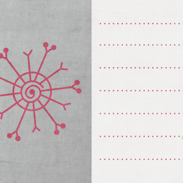 Red Snowflake On Gray Half