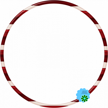 Candy Cane Christmas Frame Round Lined Red