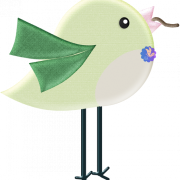 Green Song Bird Eating Worm