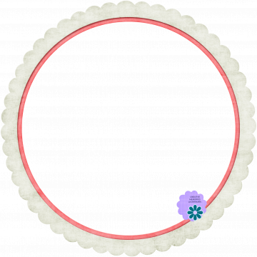 I Love Frame. Round Scallop White Pink
