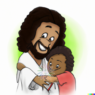 Cartoon | Jesus Hugging Boy. B