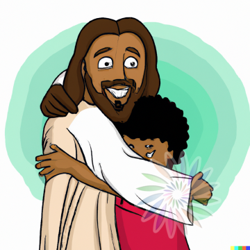 Cartoon | Jesus Hugging Boy. C