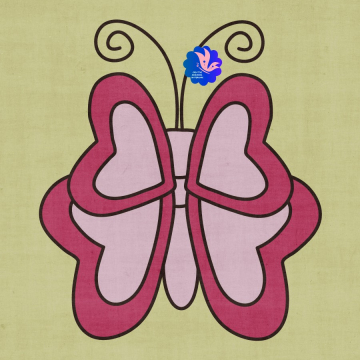 Pink Butterfly. Green Page