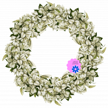 White Flower Round Frame